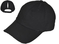 Ladies Ponytail Low Profile Black Hat
