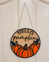 10.50" Hello Pumpkin Door Hanger